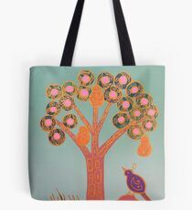 Partridge In A Pear Tree (Gold) Tote Bag