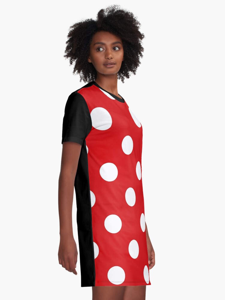 Red And White Polka Dots Halloween Outfit Graphic T Shirt Dress