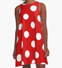 Rote und weiße Tupfen | Halloween Outfit A-Linien Kleid