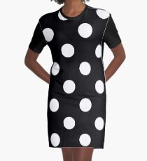 white polka dots on black | Pattern Graphic T-Shirt Dress