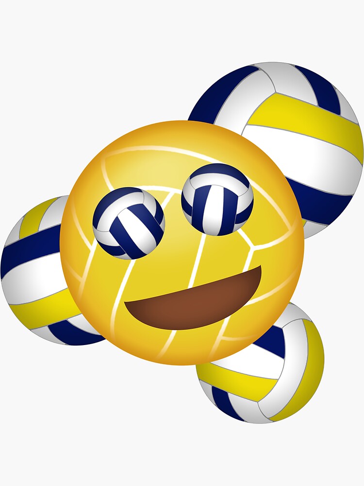 "Blue and yellow volleyball smiley emoji" Sticker by katzdzynes Redbubble