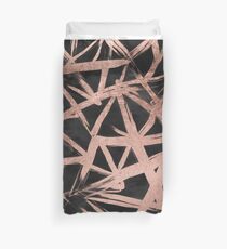 Handdrawn faux rose gold brushstrokes modern stripes triangles pattern Duvet Cover