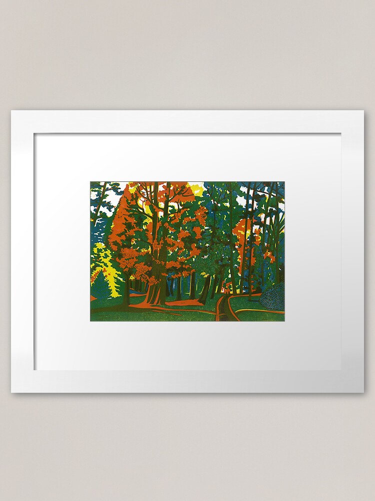 Alternate view of Bournemouth Gardens - Original linocut by Francesca Whetnall Framed Art Print