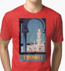 Vintage Tripoli Libya 1930 Travel Poster Tri-blend T-Shirt