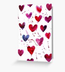 Hearts in Watercolour Greeting Card
