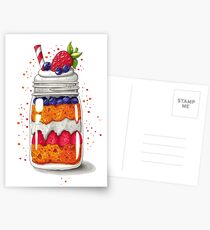 Strawberry and Blueberry shortcake in a jar Postcards
