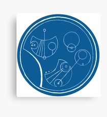 Bigger On The Inside - Blue and White, Round Canvas Print