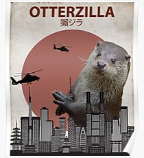 Otterzilla - Giant Otter Monster Poster