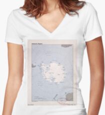Map of the Antarctic Region (1982) Women's Fitted V-Neck T-Shirt