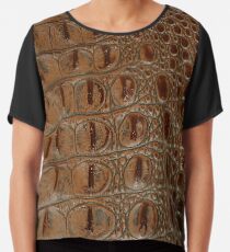 2D Photo-sampled Faux-Crocodile Leather-effect Chiffon Top