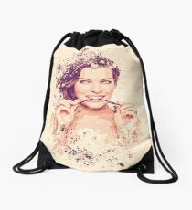 Milla Jovovich splatter painting Drawstring Bag