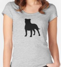 Staffordshire Bull Terrier Silhouette(s) Women's Fitted Scoop T-Shirt