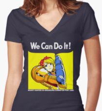 We can do it! Women's Fitted V-Neck T-Shirt