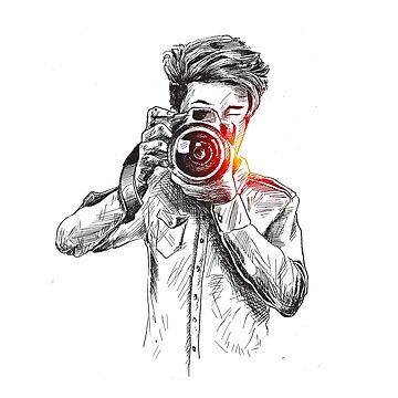 Sketch of a photo camera drawn by hand Royalty Free Vector