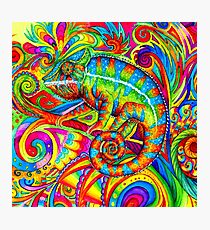 Psychedelizard Psychedelic Chameleon Colorful Rainbow Lizard Photographic Print