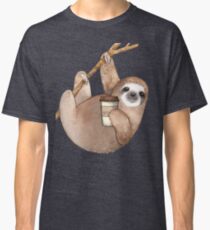 Three Toed Sloth Just Hangin' Out Enjoying a Coffee Classic T-Shirt