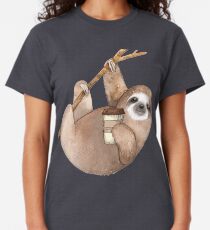 Camiseta clásica Tres dedos perezosos simplemente colgando disfrutando de un café