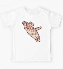 Fliegende Katze in Creme & Kastanienbraun Kinder T-Shirt