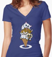 Kitten Cone Women's Fitted V-Neck T-Shirt