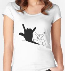 Rabbit Love Hand Shadow Women's Fitted Scoop T-Shirt
