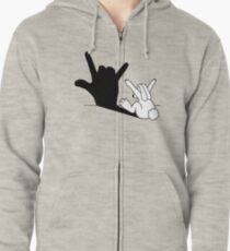 Rabbit Love Hand Shadow Zipped Hoodie