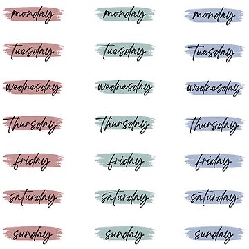 Days of the Week, Pastel Colour