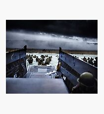 Men of the 16th Infantry Regiment, U.S. 1st Infantry Division wade ashore on Omaha Beach on the morning of 6 June 1944 #DDay Photographic Print