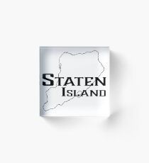 Staten Island Outline Graphic Acrylic Block
