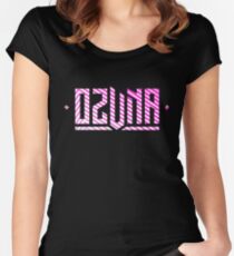 Ozuna Logo Pink White Women's Fitted Scoop T-Shirt