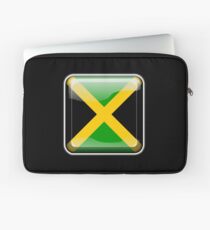 JAMAICA, JAMAICAN, Button, Jamaican Flag, Flag of Jamaica, Caribbean, Island, Pure & Simple, on BLACK Laptop Sleeve