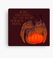 "We May Have Cracks" Pumpkin Gargoyle Canvas Print