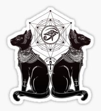 Egyptian Cats with Ankh and All-Seeing Eye of Horus Sticker