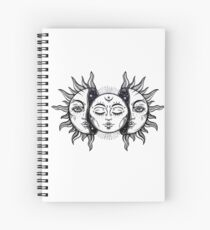 Vintage Solar Eclipse Sun and Moon Spiral Notebook