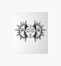 Vintage Solar Eclipse Sun and Moon Art Board Print