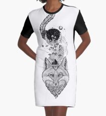 Fox Weltraumwald T-Shirt Kleid