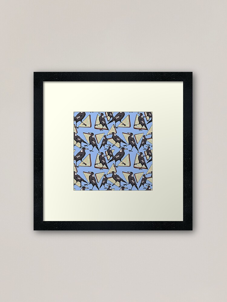 Alternate view of Magpies and Fairy Bread - Blue Framed Art Print