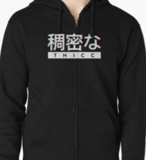 Aesthetic Japanese "THICC" Logo Zipped Hoodie