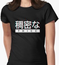 Ästhetisches japanisches "THICC" -Logo Tailliertes T-Shirt für Frauen