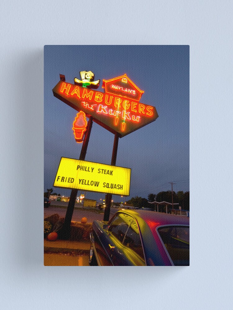 Alternate view of Route 66. Miami. Waylan's Ku Ku Burgers (Alan Copson © 2007) Canvas Print