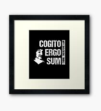 Cogito Ergo Sum René Descartes Philosophy T-Shirt Distressed Framed Print
