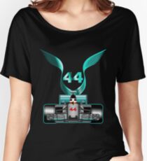 Lewis Hamilton on his car Women's Relaxed Fit T-Shirt