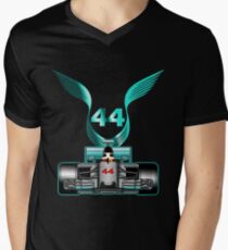 Lewis Hamilton on his car Men's V-Neck T-Shirt