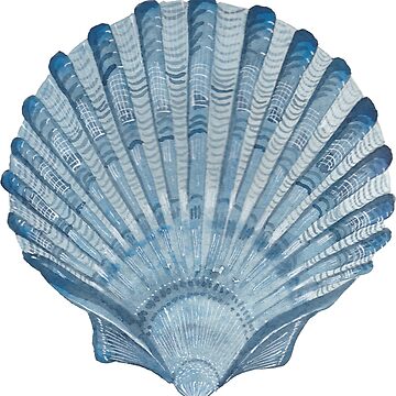 Artwork thumbnail, Blue scallop fan shell - watercolour by LisaLeQuelenec