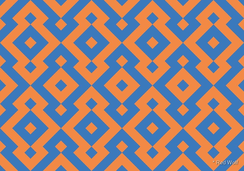 Geometric Pattern: Diamond: Orange/Blue by * Red Wolf