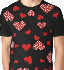 Valentines red hearts black Graphic T-Shirt