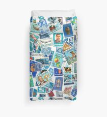 From all over the world - postage stamps blue Duvet Cover