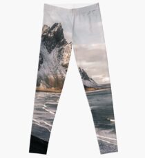 Stokksnes Icelandic Mountain Beach Sunset - Landscape Photography Leggings
