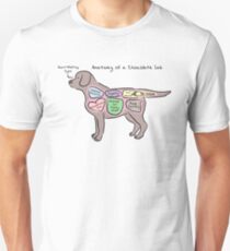 Camiseta unisex Anatomía de un laboratorio de chocolate