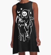 Todesfahrten Eine schwarze Katze A-Linien Kleid