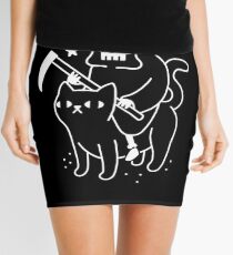 Death Rides A Black Cat Mini Skirt